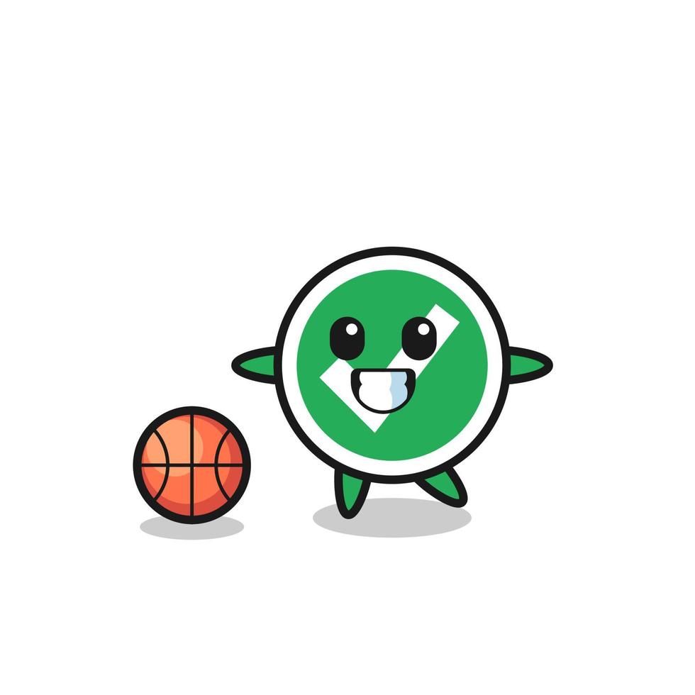 illustratie van vinkje cartoon speelt basketbal vector