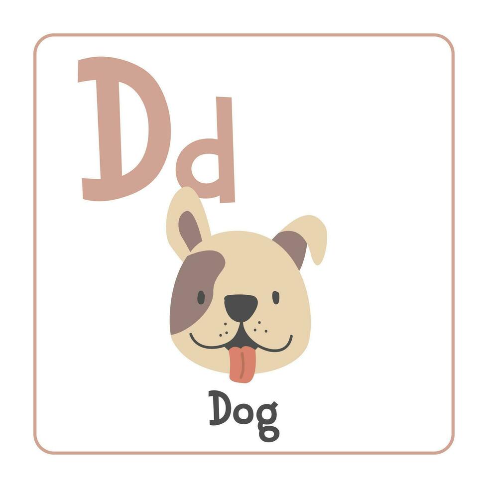 hond clip art. hond vector illustratie tekenfilm vlak stijl. dieren begin met brief d. dier alfabet kaart. aan het leren brief d kaart. kinderen onderwijs. schattig hond vector ontwerp