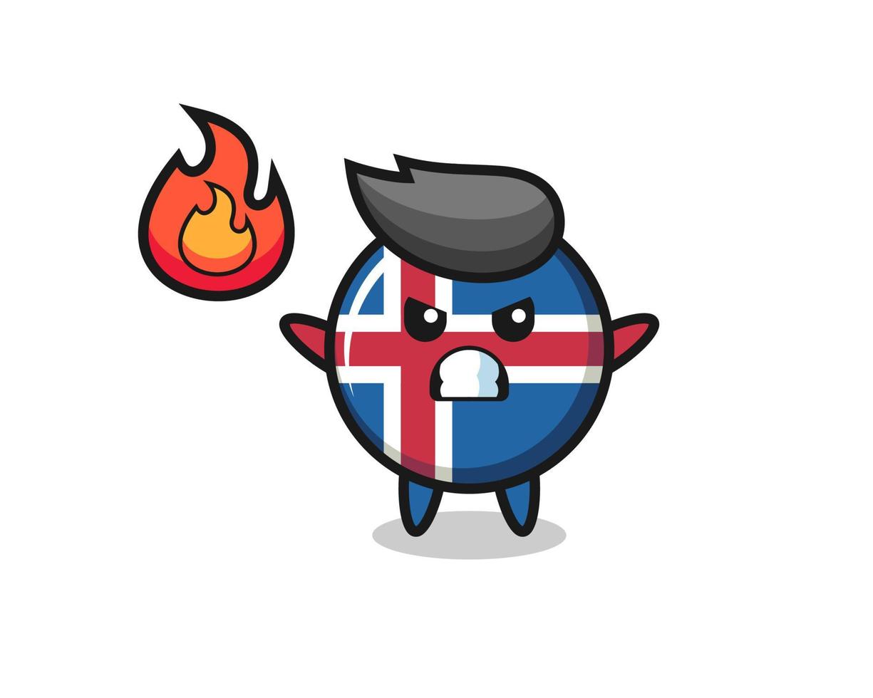 ijsland vlag karakter cartoon met boos gebaar vector