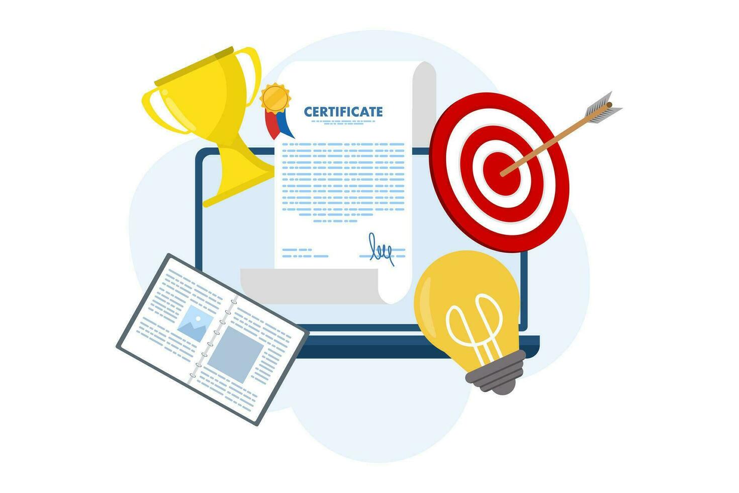 vector illustratie van de concept van een leerzaam of Cursus certificaat of prijs