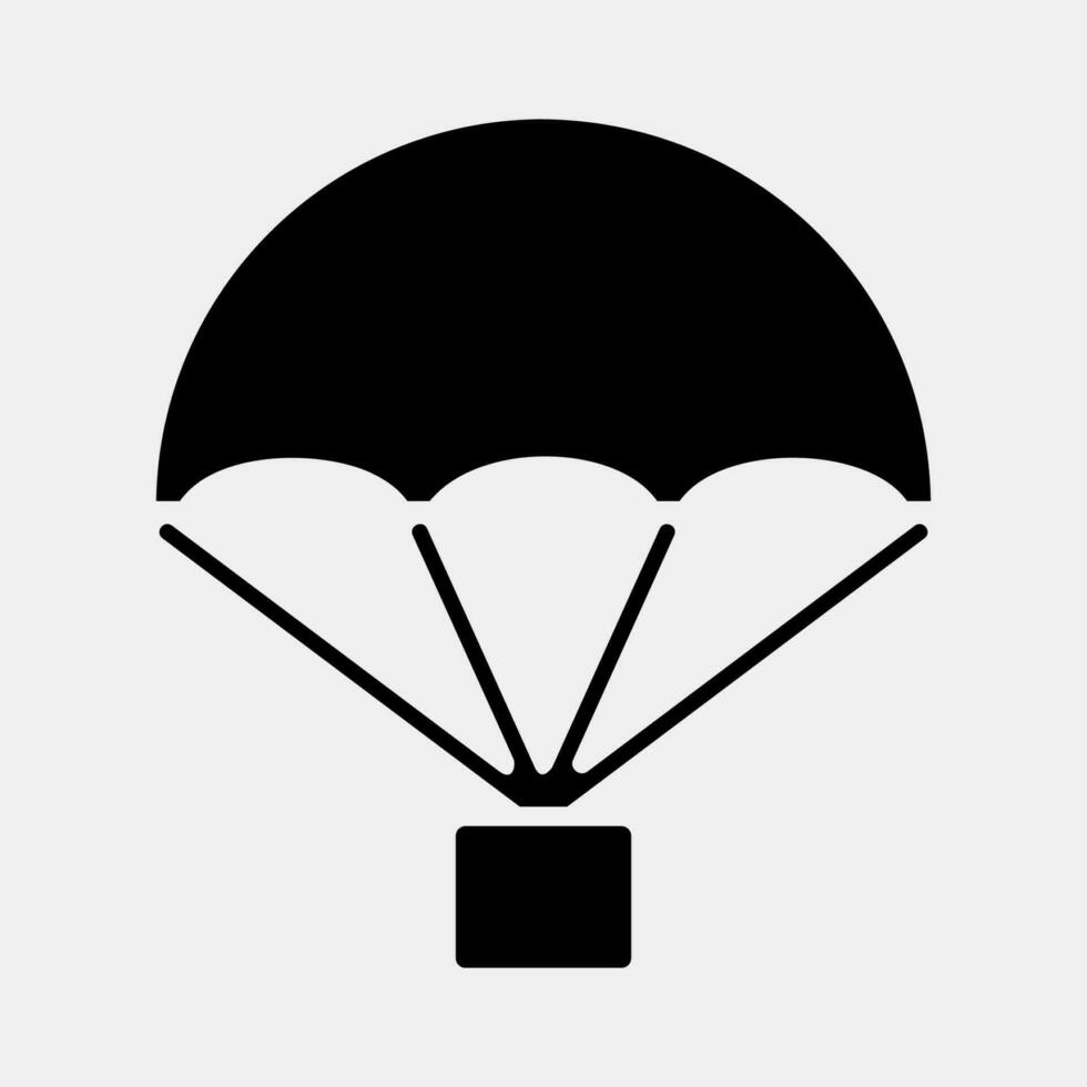icoon parachute. leger elementen. pictogrammen in glyph stijl. mooi zo voor afdrukken, affiches, logo, infografieken, enz. vector