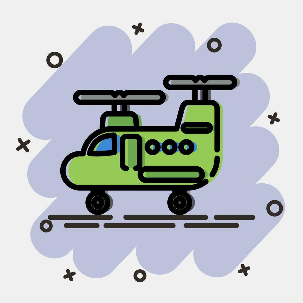 icoon leger helikopter. leger elementen. pictogrammen in grappig stijl. mooi zo voor afdrukken, affiches, logo, infografieken, enz. vector