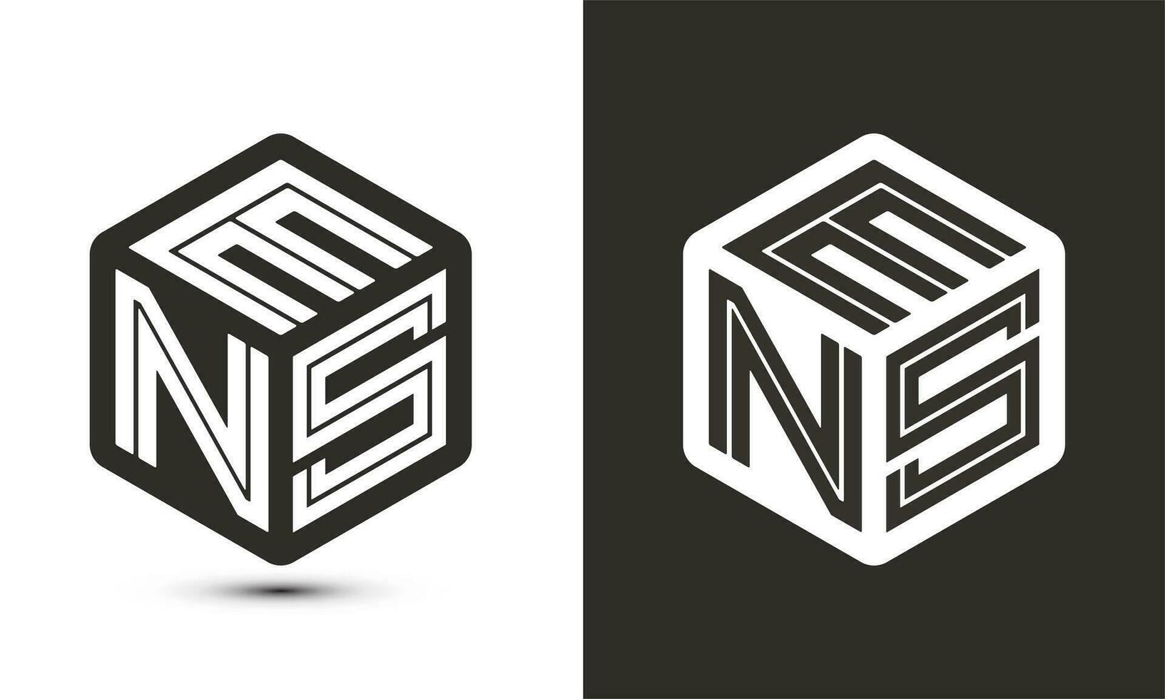 ens brief logo ontwerp met illustrator kubus logo, vector logo modern alfabet doopvont overlappen stijl.