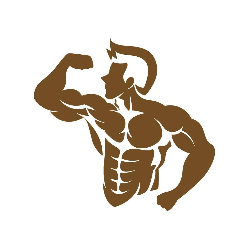 bodybuilder logo icoon vector