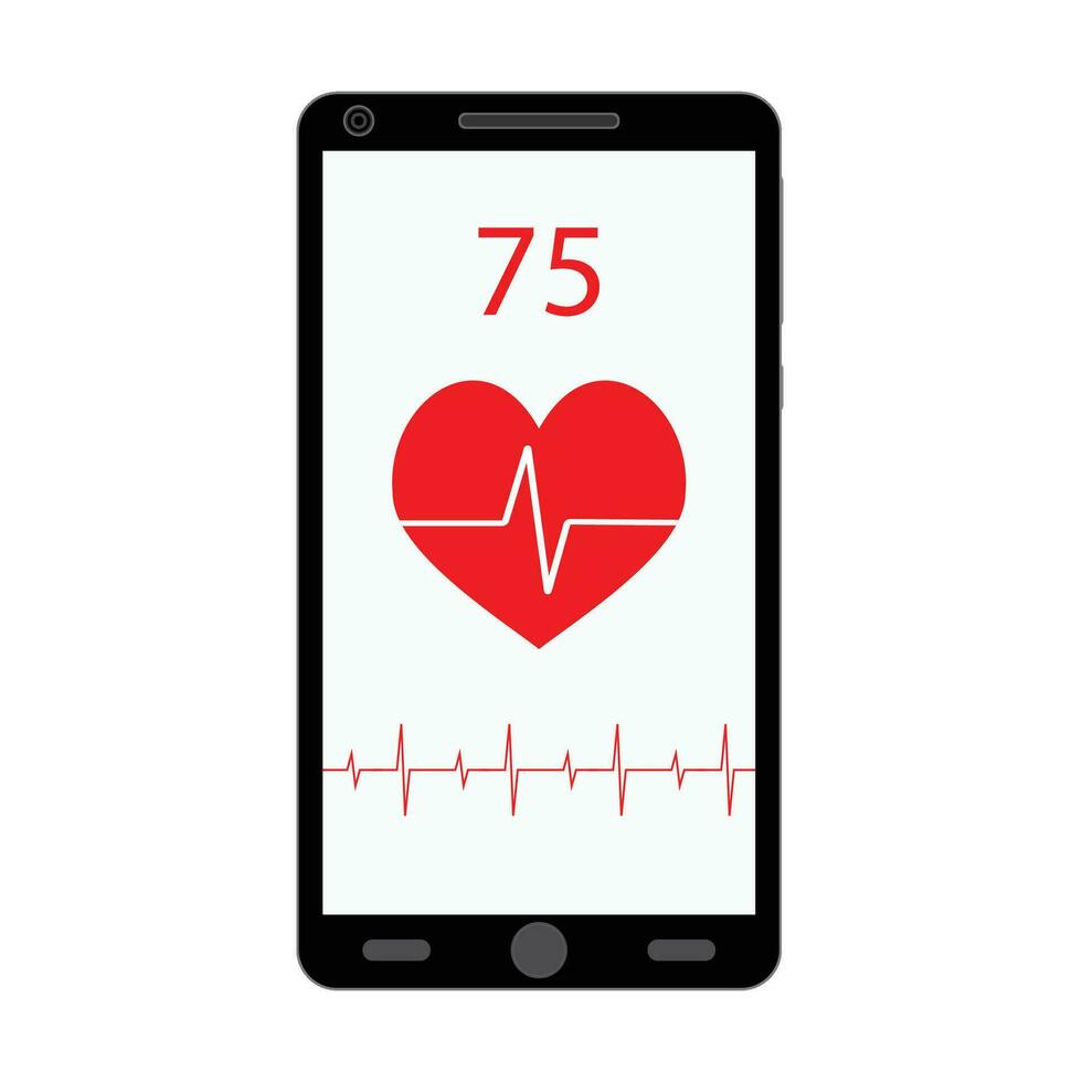 pulse Aan smartphone sollicitatie. vector hart tarief app, illustratie van mobiel Gezondheid toezicht houden