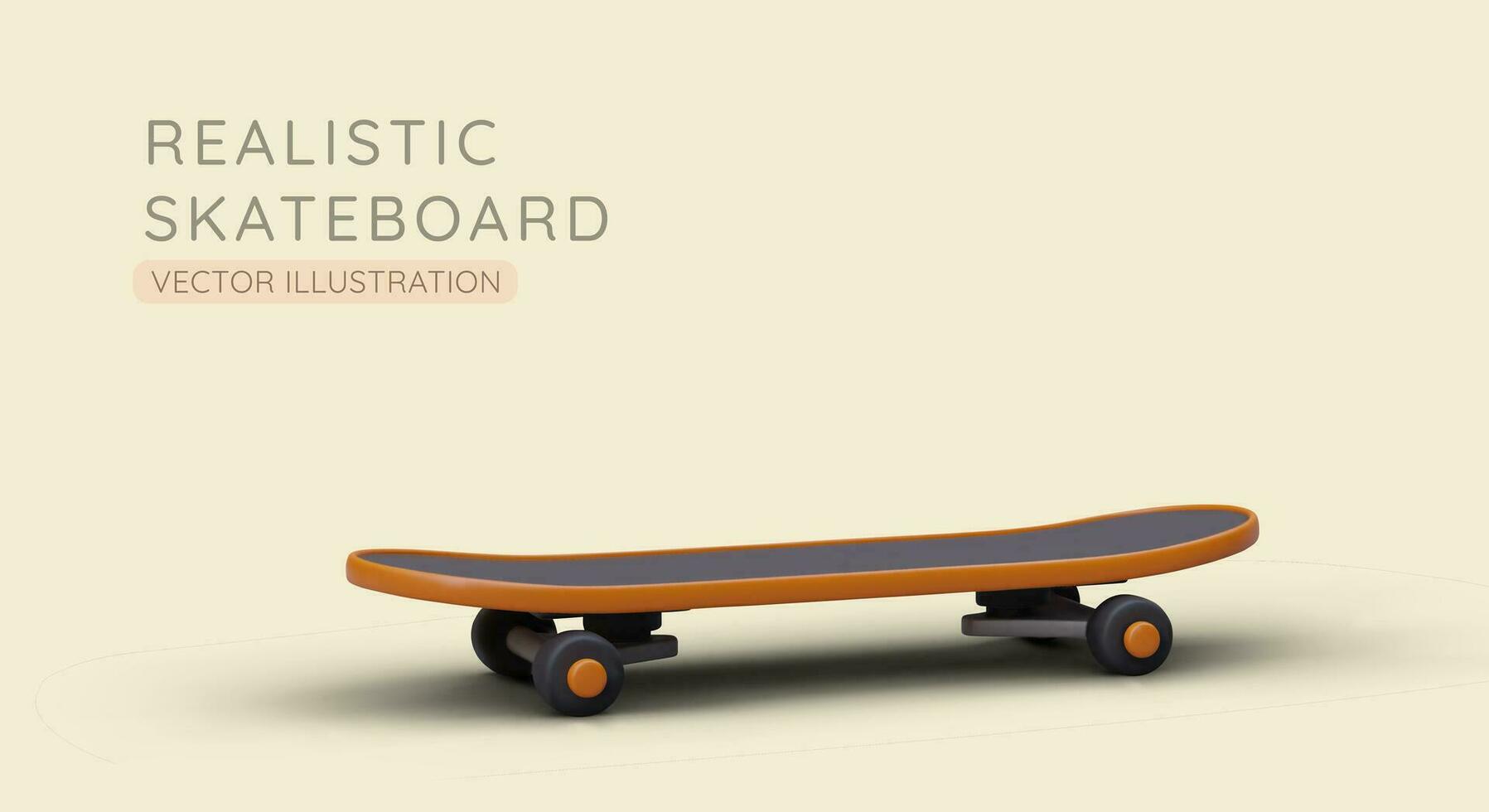 3d skateboard staand Aan grond. dek is aan het wachten voor skateboarder vector