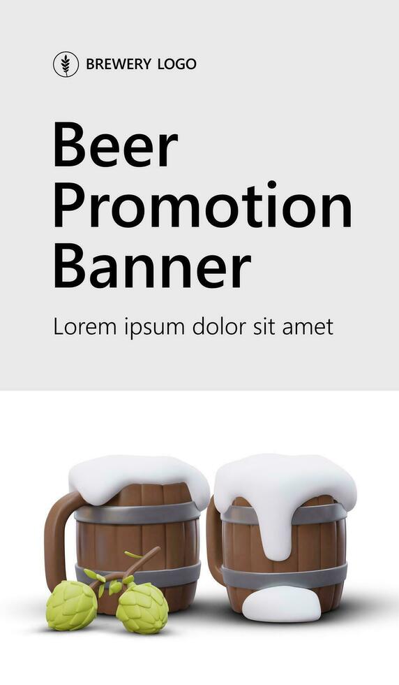 bier banier Promotie Aan licht achtergrond. groot opschrift met bewerkbare tekst, logo Aan top vector