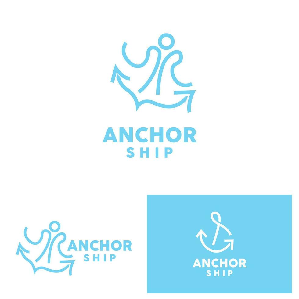 anker logo gemakkelijk elegant ontwerp marinier schip vector icoon symbool illustratie