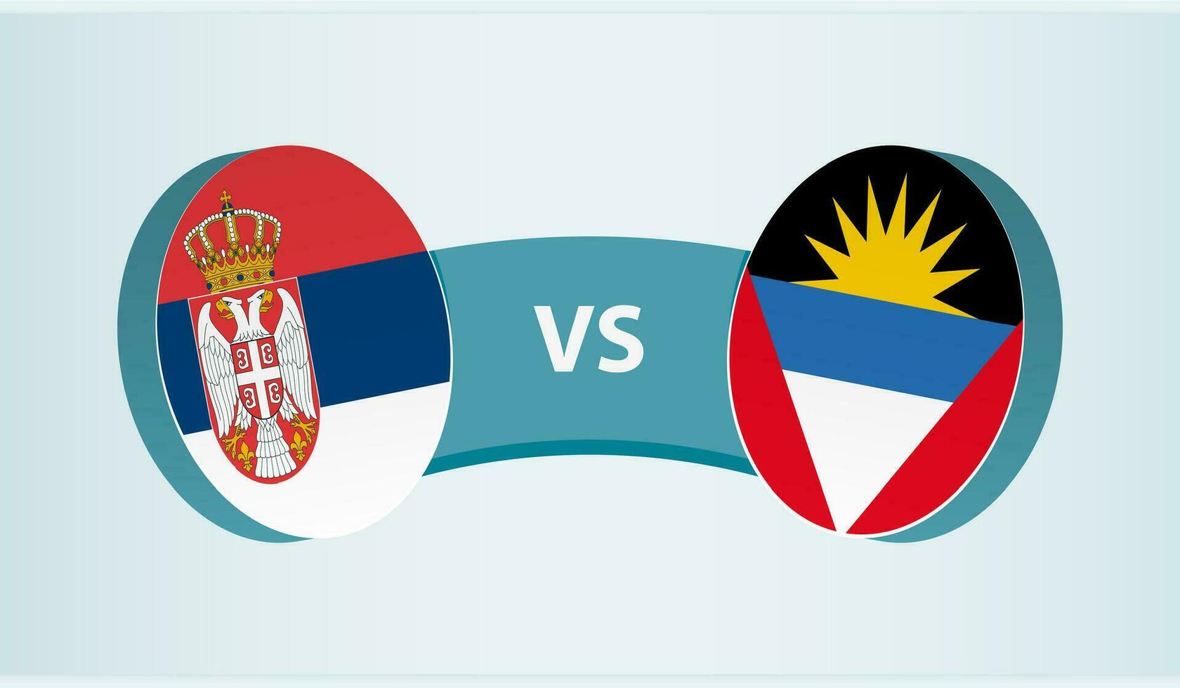 Servië versus antigua en barbuda, team sport- wedstrijd concept. vector