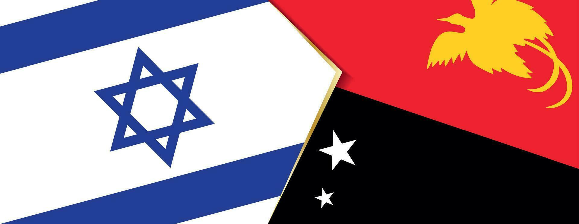 Israël en Papoea nieuw Guinea vlaggen, twee vector vlaggen.