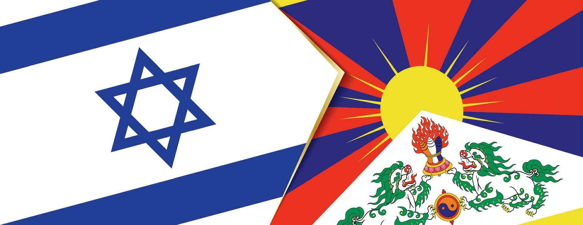 Israël en Tibet vlaggen, twee vector vlaggen.