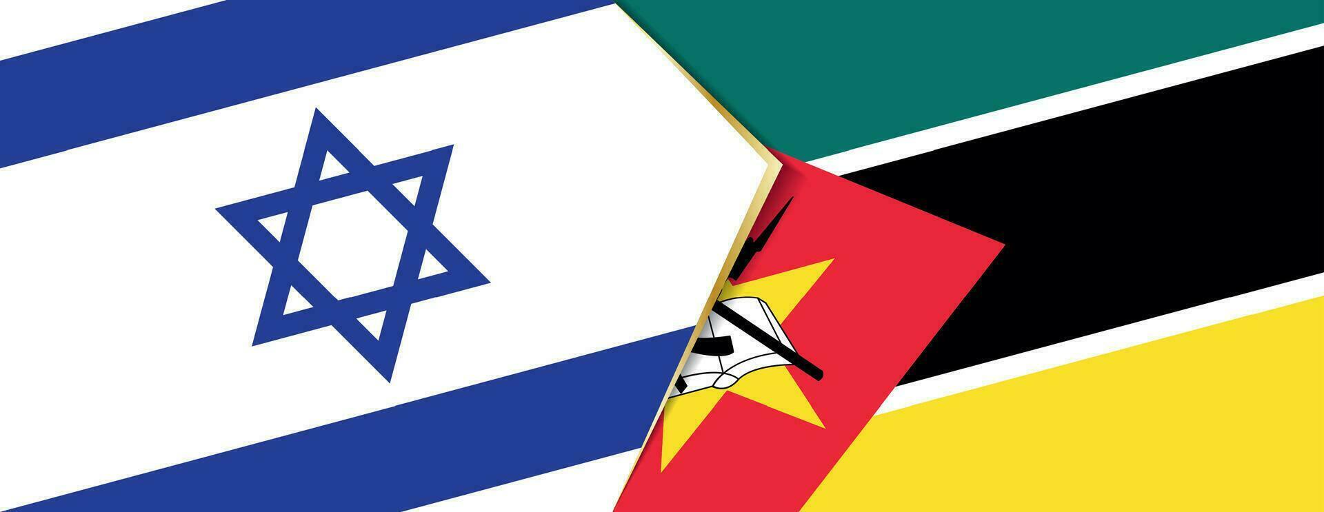 Israël en Mozambique vlaggen, twee vector vlaggen.