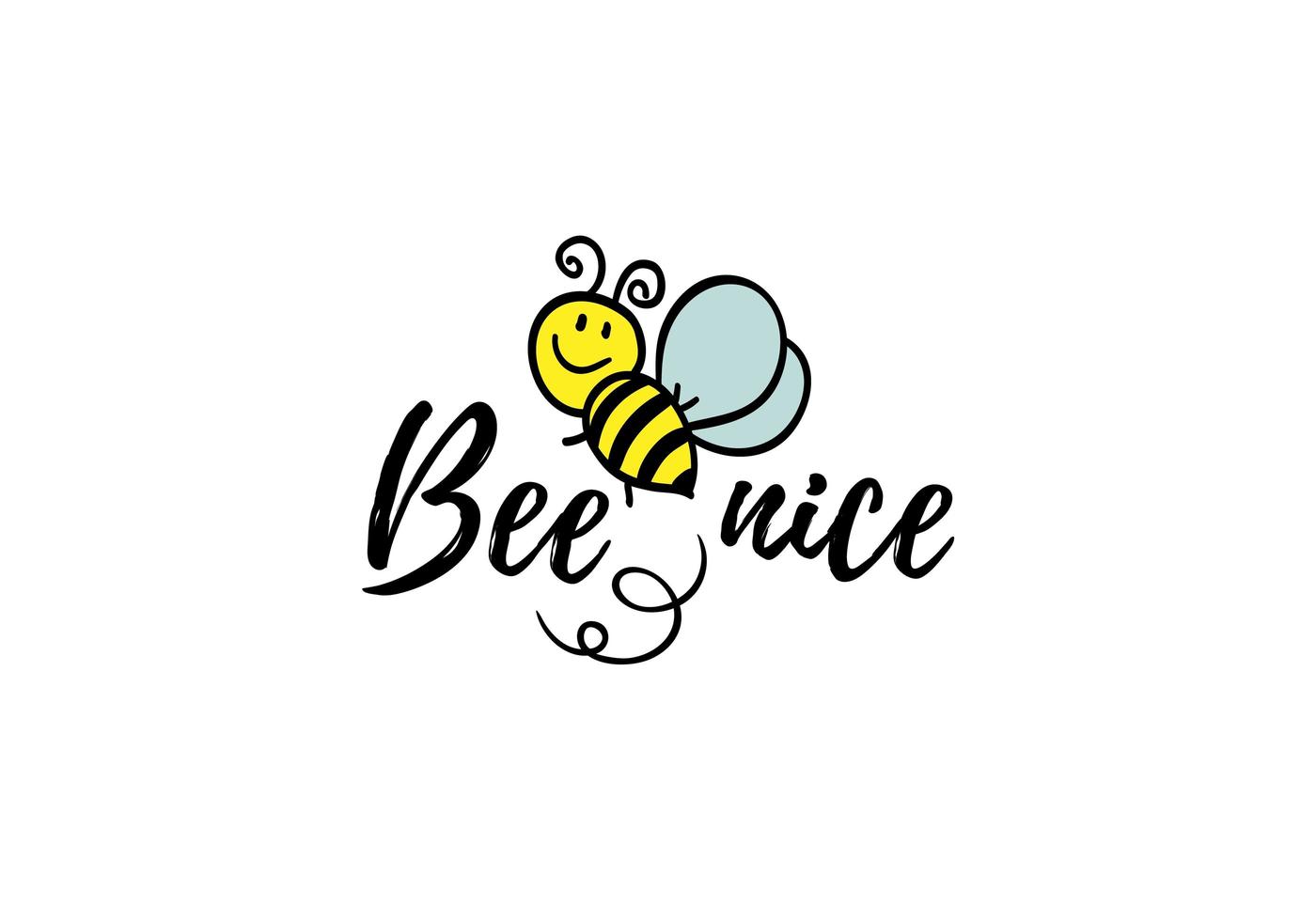 bee mooie zin met doodle bee op witte achtergrond. belettering poster, kaartontwerp of t-shirt, textielprint. inspirerende motivatie offerte plakkaat. vector