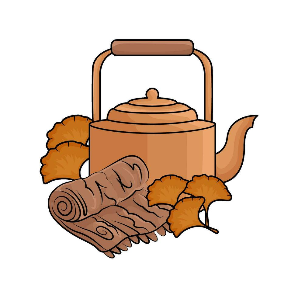 theepot drinken met sjaal illustratie vector