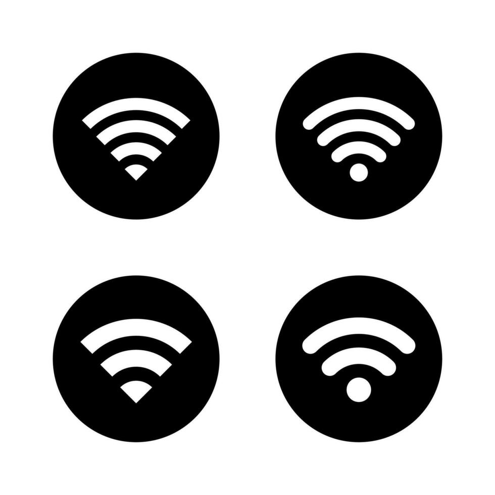 Wifi, draadloze netwerk icoon vector in zwart cirkel