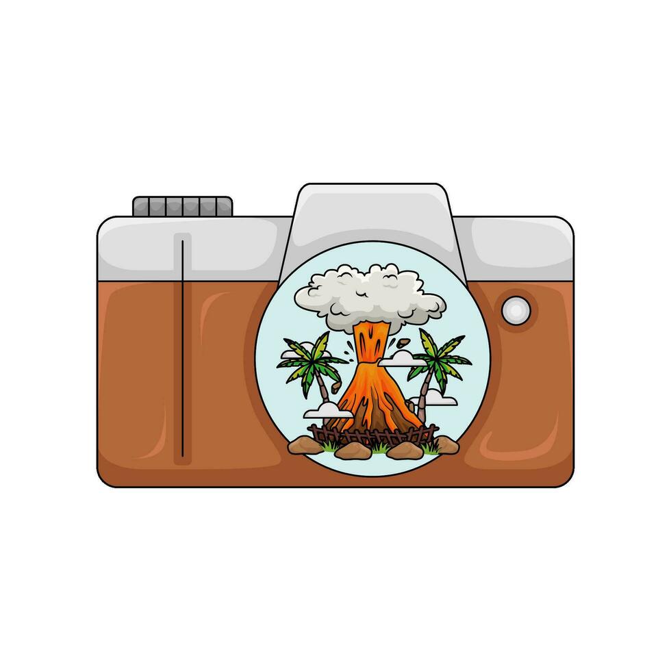 camera foto met afbeelding vulkaan illustratie vector