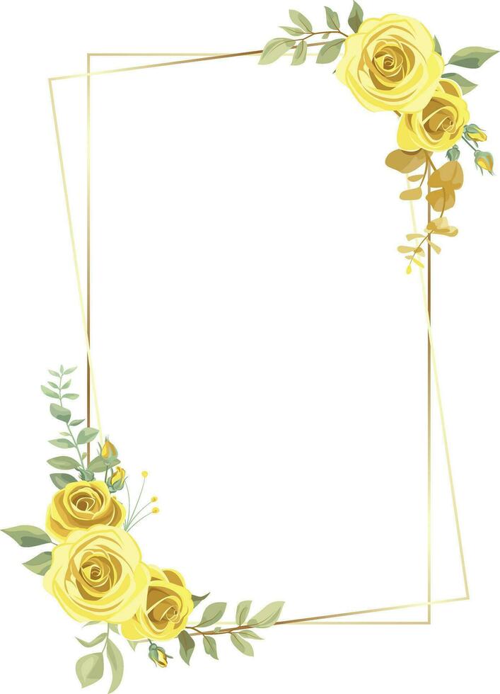 illustratie van bloemen kader met geel en groen roos bladeren, voor bruiloft stationair, groet, behang, mode, achtergrond, textuur, omhulsel vector