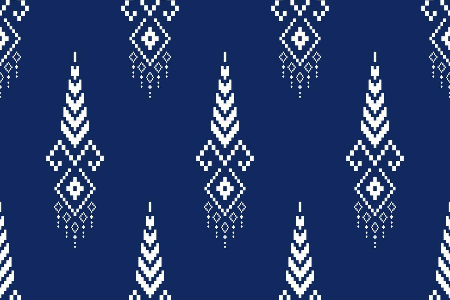 indigo marine blauw meetkundig traditioneel etnisch patroon ikat naadloos patroon grens abstract ontwerp voor kleding stof afdrukken kleding jurk tapijt gordijnen en sarong aztec Afrikaanse Indisch Indonesisch vector