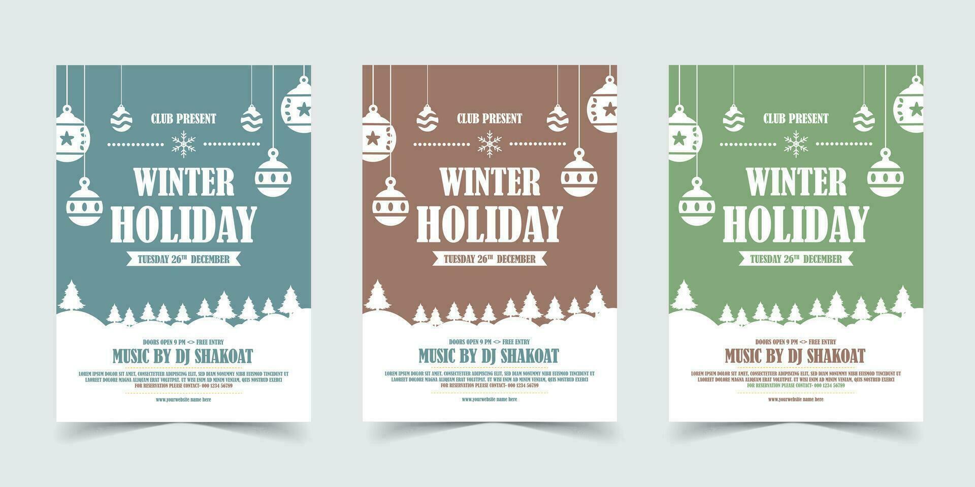 winter vakantie partij folder sjabloon poster ontwerp, vakantie dekt. vakantie Sjablonen met typografie en veelkleurig in modern minimalistische stijl voor web, sociaal media en afdrukken ontwerp vector