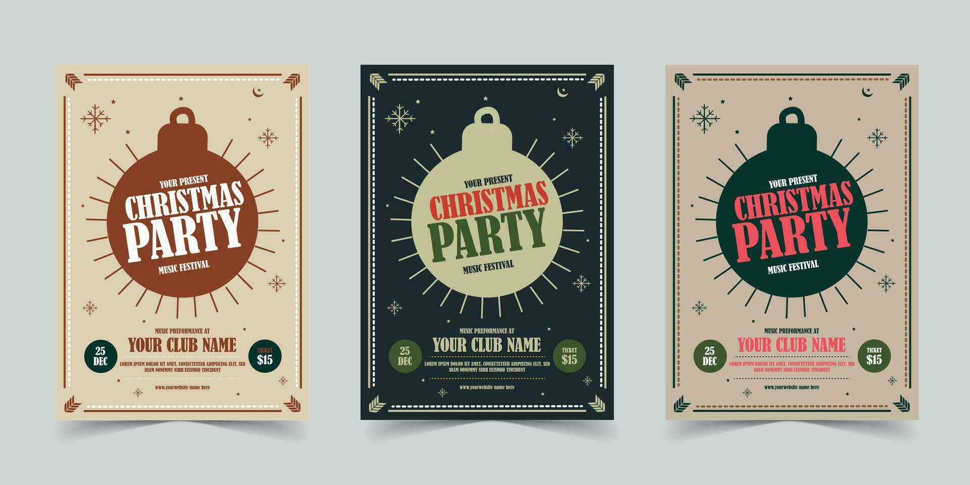 vrolijk Kerstmis partij folder sjabloon poster ontwerp, vakantie dekt. Kerstmis Sjablonen met typografie en veelkleurig in modern minimalistische stijl voor web, sociaal media en afdrukken ontwerp vector