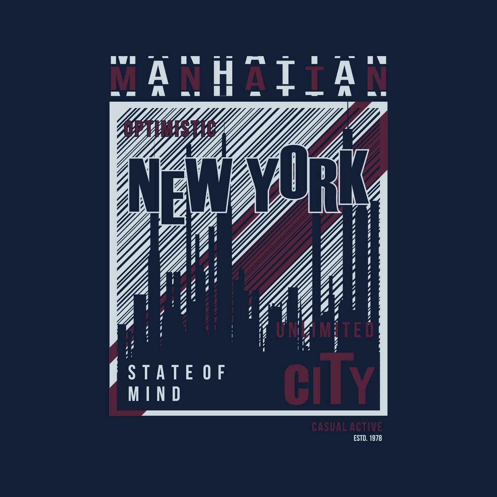 Manhattan nieuw york stedelijk straat, grafisch ontwerp, typografie vector illustratie, modern stijl, voor afdrukken t overhemd