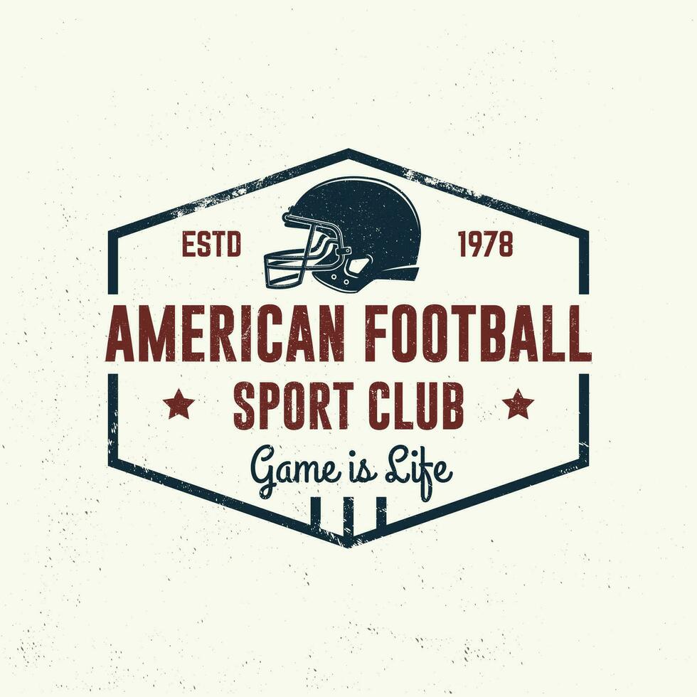 Amerikaans Amerikaans voetbal of rugby club kenteken. vector. concept voor shirt, logo, afdrukken, stempel, tee, lapje. wijnoogst typografie ontwerp met Amerikaans Amerikaans voetbal helm silhouet vector