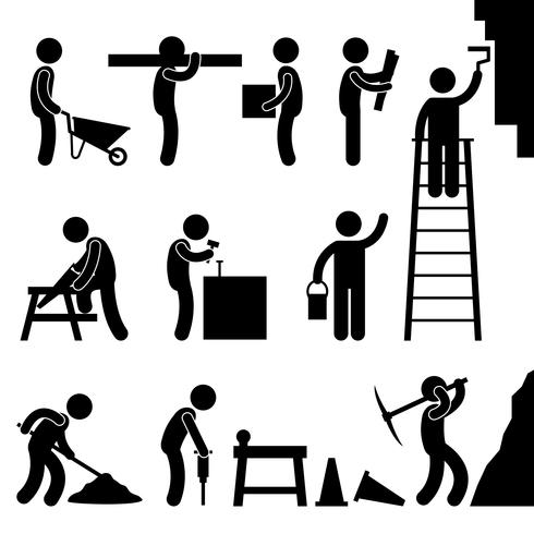 Werkconstructie Hard Labour Pictogram Pictogram Symbool Teken. vector