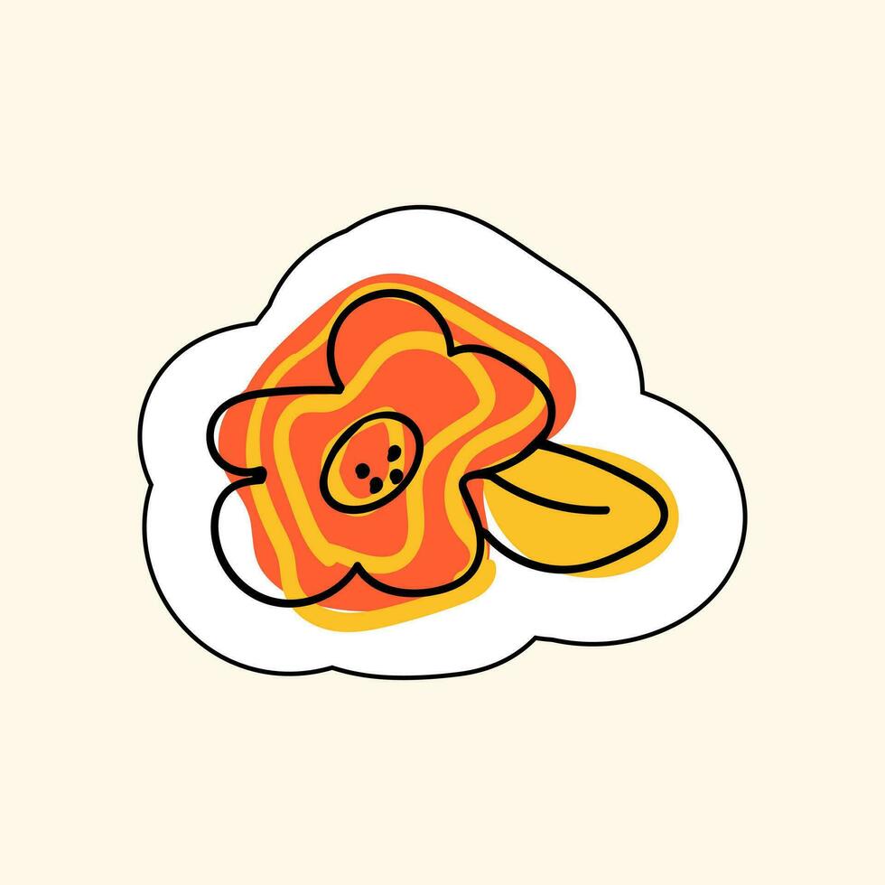 sticker van een rood bloem geïsoleerd Aan een beige achtergrond, illustratie vector