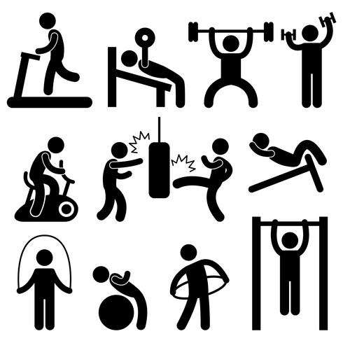 Man Atletische Gymnastiek Gymnasium Lichaam Oefening Workout Pictogram. vector