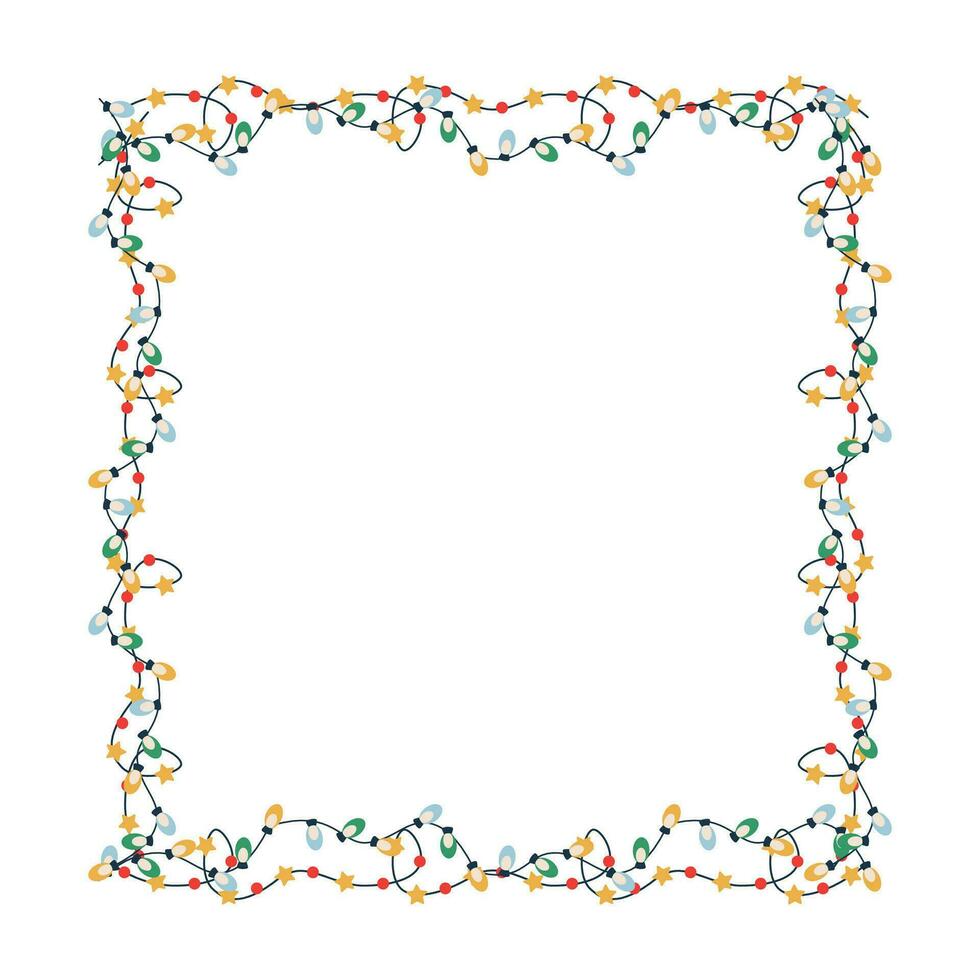 Kerstmis kader, slinger met licht bollen. vector