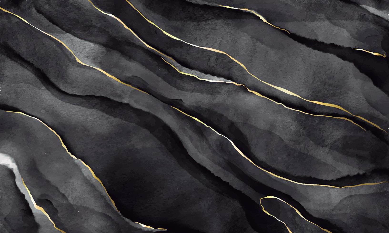 zwarte aquarelsteen met gouden aderen vector