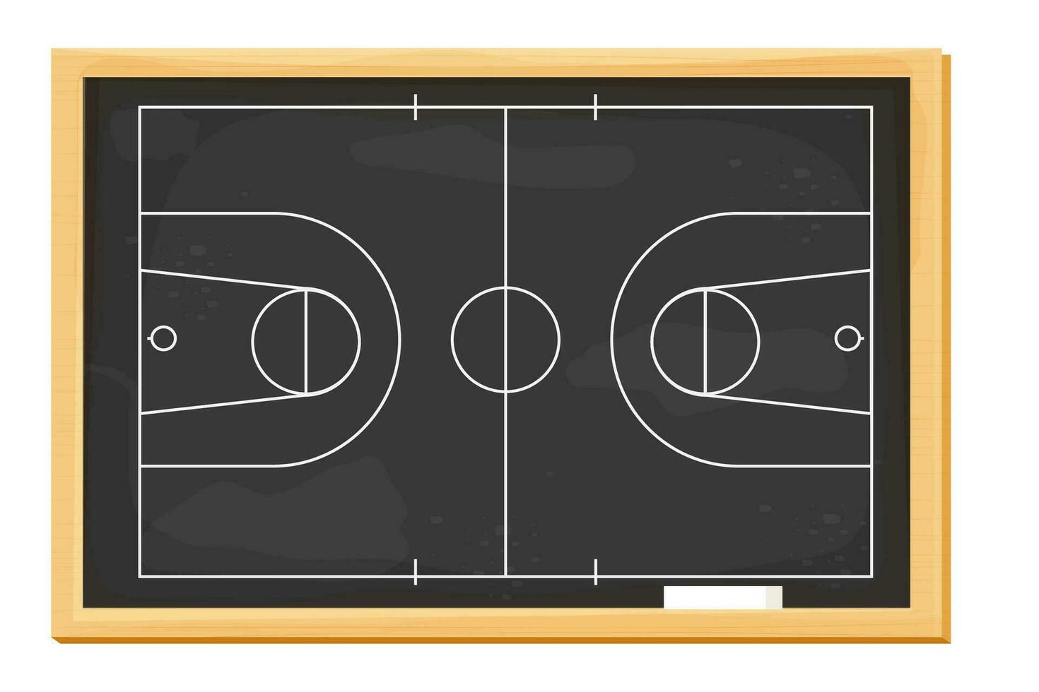 basketbal schoolbord met krijt spel strategie, trainer plan. wit lijnen Aan bord, opleiding, onderwijs. vector illustratie