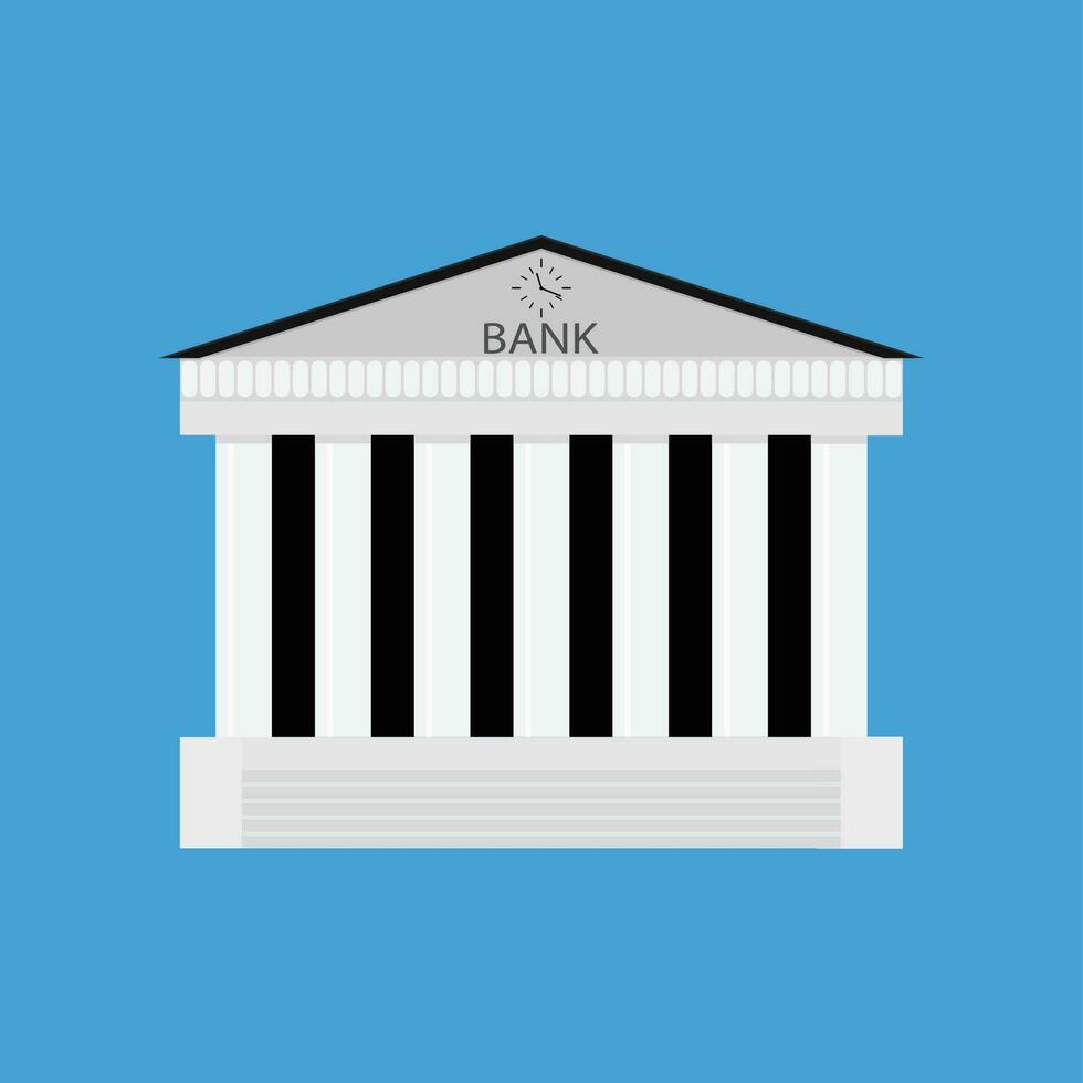 bank bouwen geïsoleerd. architectuur bank, financieel instelling, bouwkundig klassiek buitenkant. vector illustratie