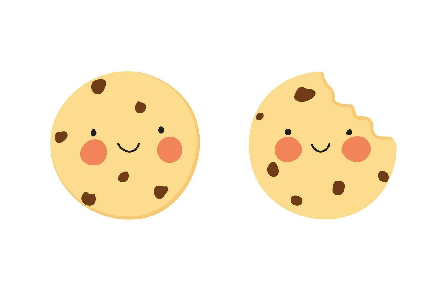 krokant koekje illustratie met een beet. tekening vlak stijl illustratie glimlach koekjes. vector