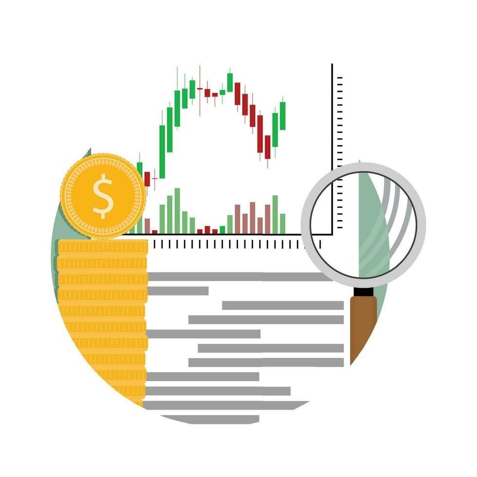 analyse financieel voorraad. icoon voor uitwisseling sollicitatie. vector illustratie