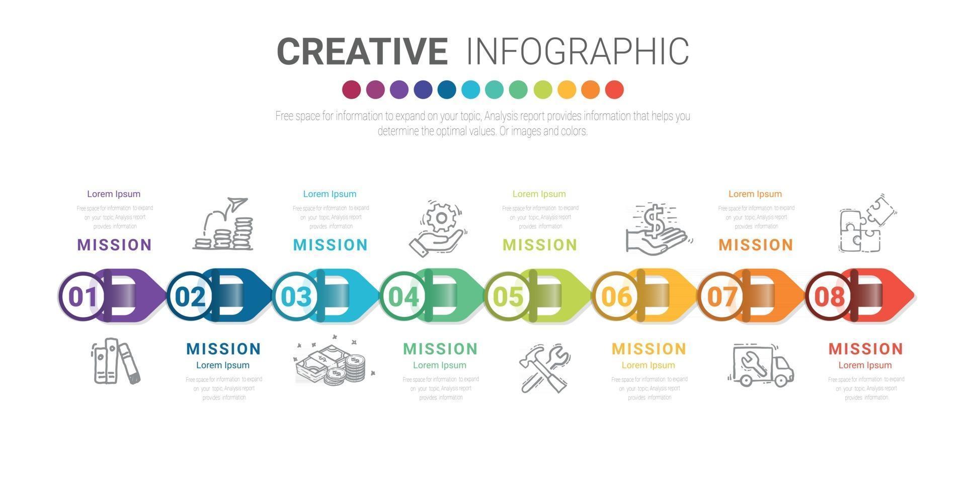infographic ontwerpsjabloon met nummer 8 optie voor presentatie infographic vector
