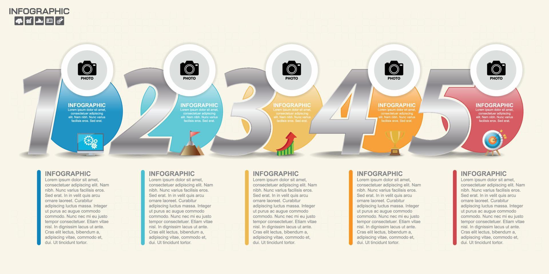 infographic ontwerpsjabloon 5 stappen met plaats voor uw gegevens vector