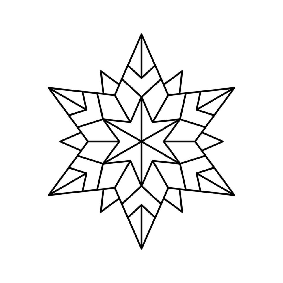 vector Kerstmis sneeuwvlok origami ster van Bethlehem geïsoleerd Aan wit achtergrond. meetkundig lijn sneeuw icoon. Kerstmis ontwerp element voor banier, groet kaart