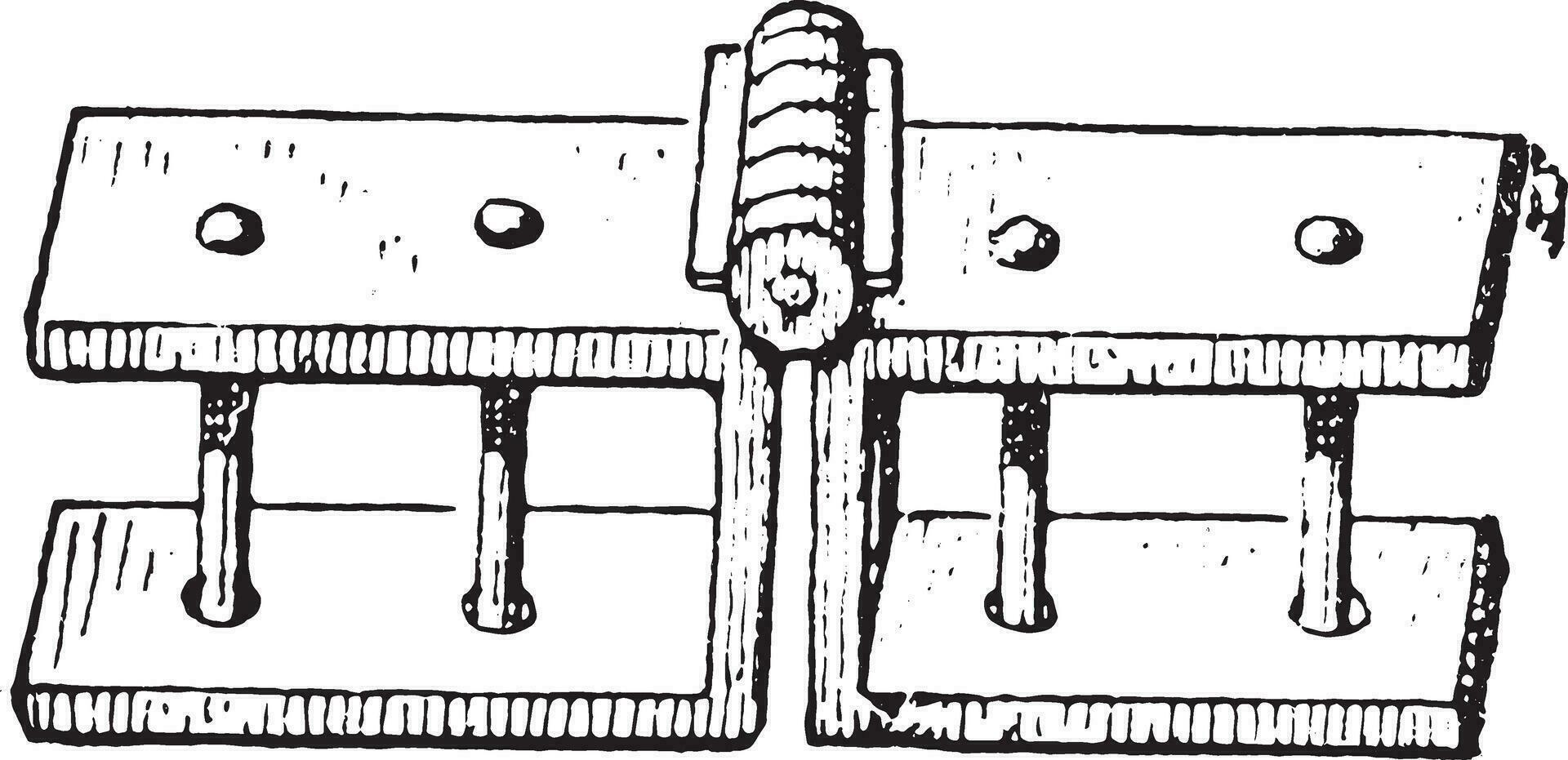 scharnier, wijnoogst gravure. vector