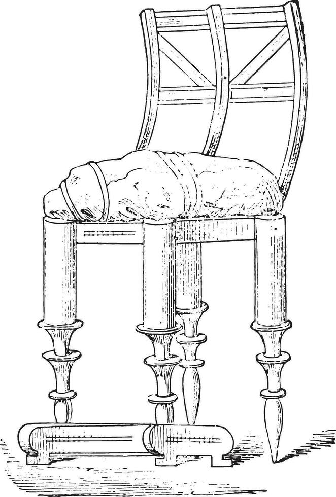 leda stoel, wijnoogst gravure. vector