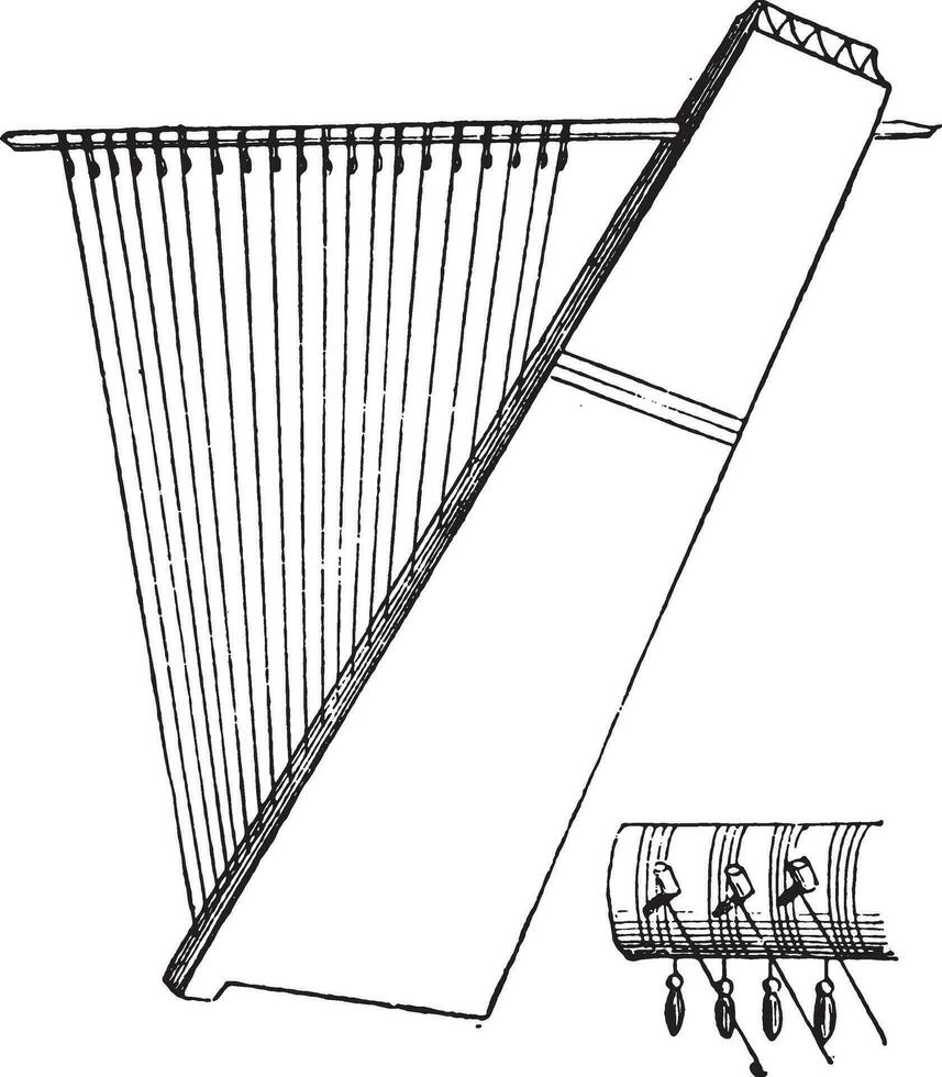 harp louvre, wijnoogst gravure. vector
