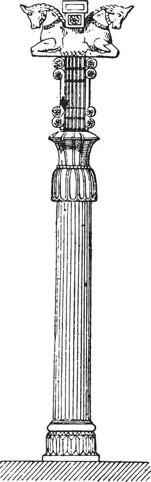 persepolis kolom, wijnoogst gravure. vector