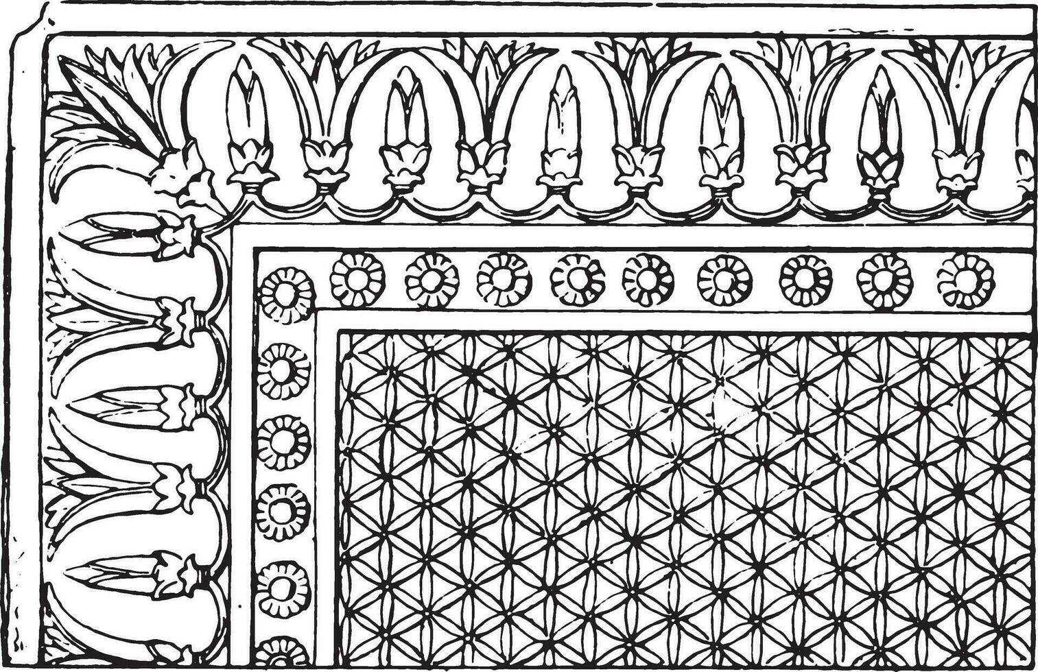 bestrating Assyrisch, wijnoogst gravure. vector