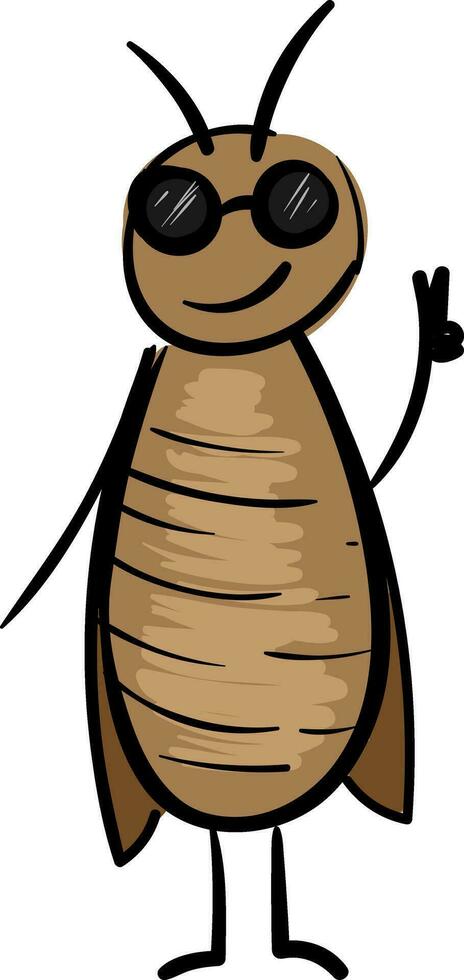 kakkerlak karakter met zonnebril vector illustratie Aan wit achtergrond.