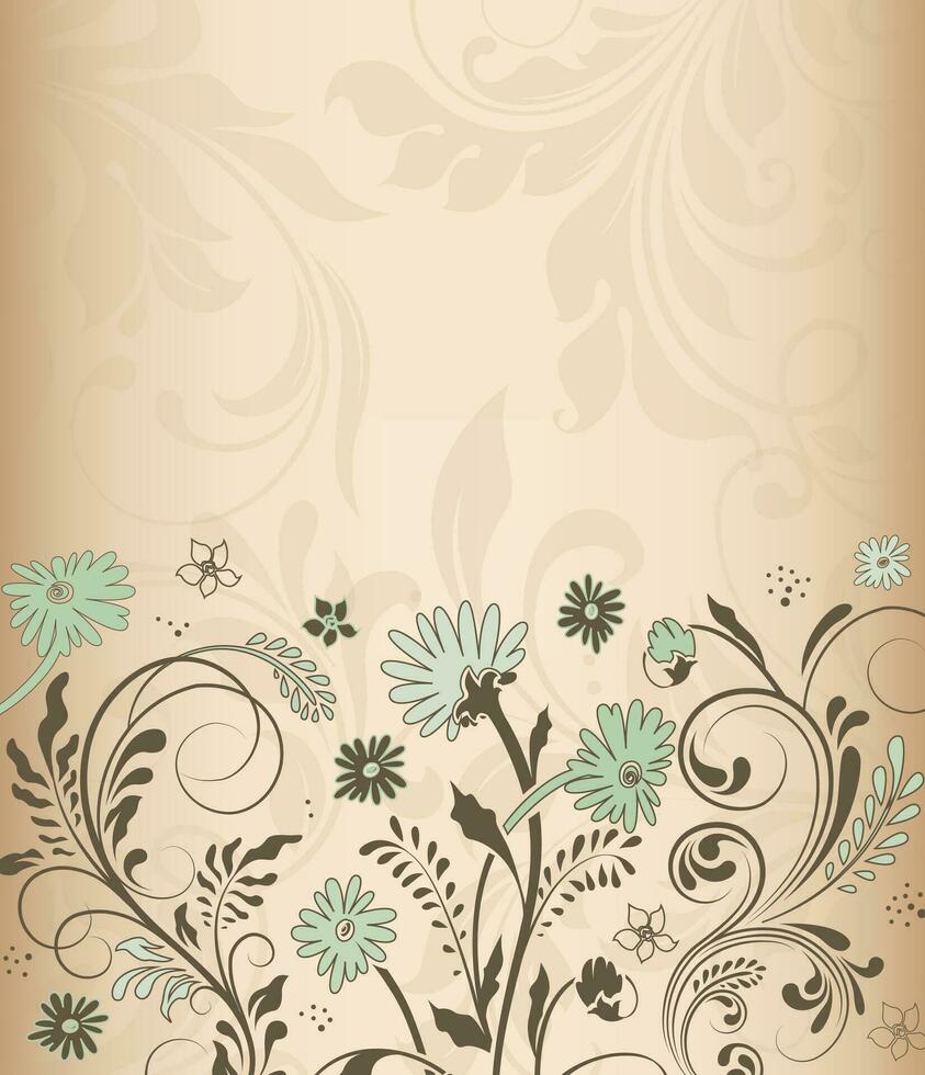 wijnoogst uitnodiging kaart met overladen elegant retro abstract bloemen ontwerp vector