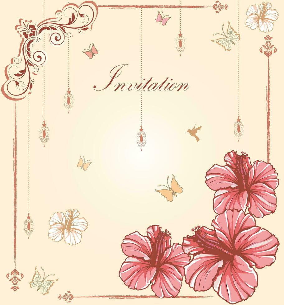 wijnoogst uitnodiging kaart met overladen elegant retro abstract bloemen ontwerp vector