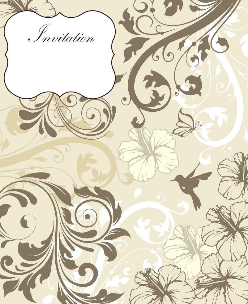 wijnoogst uitnodiging kaart met overladen elegant retro abstract bloemen ontwerp vector