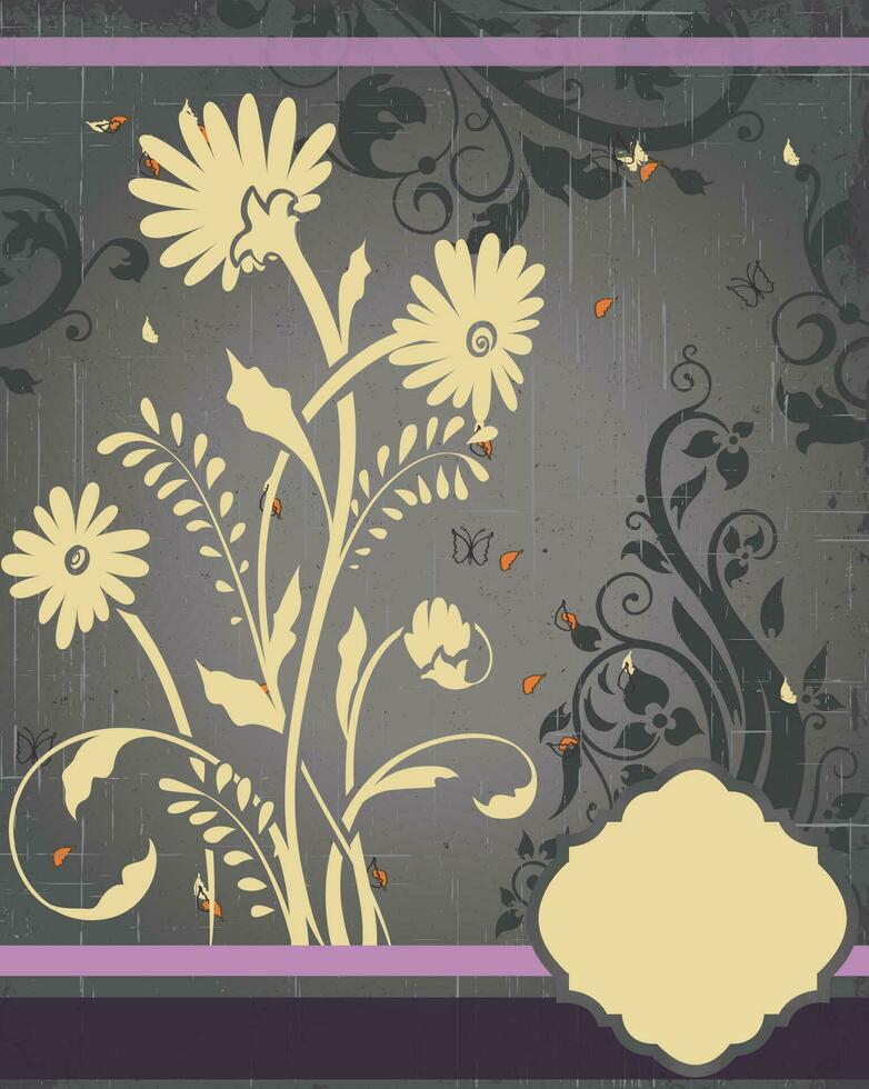 wijnoogst uitnodiging kaart met overladen elegant retro abstract bloemen ontwerp vector