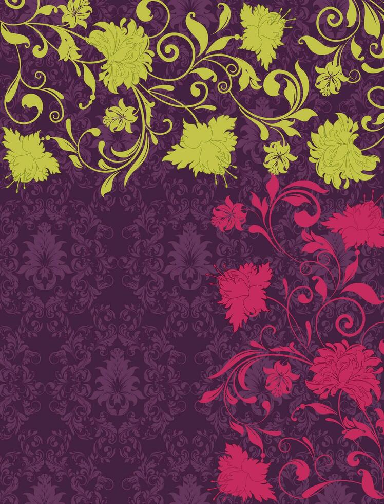 wijnoogst uitnodiging kaart met overladen elegant retro abstract bloemen ontwerp vector