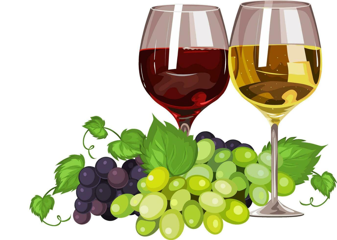 vector van wijn glas en druiven.